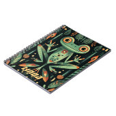 幾何グリーンカエルイラストレーション ノートブック (左側)