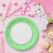 幾何グリーンクリームグレー水玉模様 ペーパープレート (パーティー)