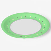 幾何グリーンクリームグレー水玉模様 ペーパープレート (アングル)