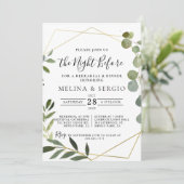 幾何グリーンユーカリのリハーサルディナー 招待状 (スタンド正面)