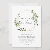 幾何グリーンユーカリプトゥスバック&フロント結婚ズ 招待状 (正面)