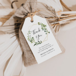 幾何グリーンユーカリ結婚リーフありがとう ギフトタグ