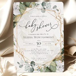 幾何グリーン金ゴールドベビーシャワー招待状 招待状