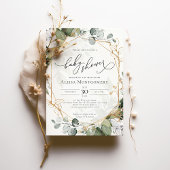 幾何グリーン金ゴールドベビーシャワー招待状 招待状