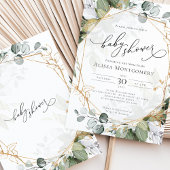 幾何グリーン金ゴールドベビーシャワー招待状 招待状