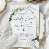 幾何グリーン金ゴールドベビーシャワー招待状 招待状