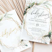 幾何グリーン金ゴールドベビーシャワー招待状 招待状