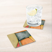 幾何コンテンポラリーカラフル図形 スクエアペーパーコースター (インサイチュ)