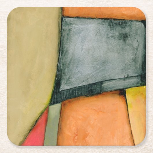 幾何コンテンポラリーカラフル図形 スクエアペーパーコースター (正面)