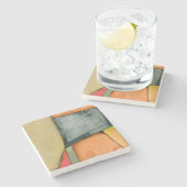 幾何コンテンポラリーカラフル図形 ストーンコースター (横)