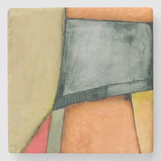 幾何コンテンポラリーカラフル図形 ストーンコースター (正面)