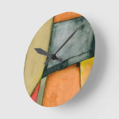 幾何コンテンポラリーカラフル図形 ラウンド壁時計 (傾斜)