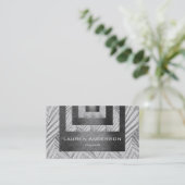 幾何コンテンポラリー版木、銅版、版画グレー3D Vip 名刺 (スタンド正面)