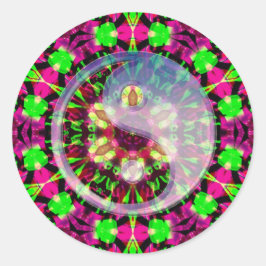 幾何サイケデリック陰陽シール ラウンドシール