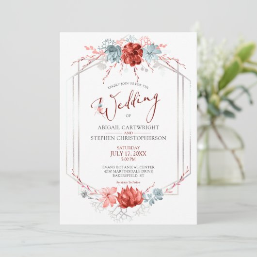 幾何サンゴフローラ結婚多肉症 招待状 (スタンド正面)