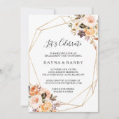 幾何シンプル金ゴールドフローラ祝Let  招待状 (正面)