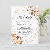 幾何シンプル金ゴールドフローラ祝Let  招待状 (スタンド正面)