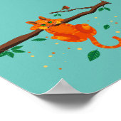 幾何ジンジャーキャットアップツリーイラストレーション ポスター (角)