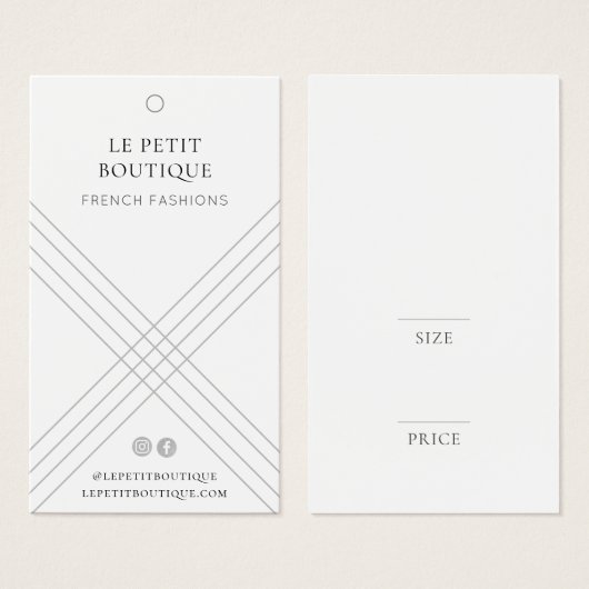 幾何スタイリッシュグレー衣料価格ラベル (正面&裏面)