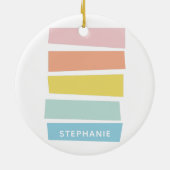幾何スタイリッシュパカラフルステルパーソナライズされた セラミックオーナメント (裏面)