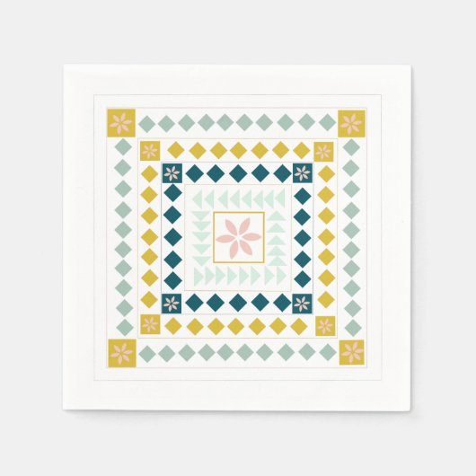 幾何スタイリッシュモダンデザインキュートカラフルアート スタンダードカクテルナプキン (正面)