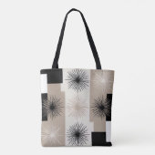 幾何スタイリッシュモダンベージュブラックスターバスト トートバッグ (裏面)