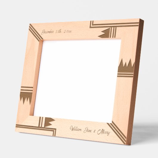 幾何スタイリッシュ名前をカスタムするウッドレーザ レーザー彫刻フレーム (左)