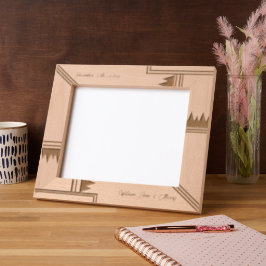 幾何スタイリッシュ名前をカスタムするウッドレーザ レーザー彫刻フレーム