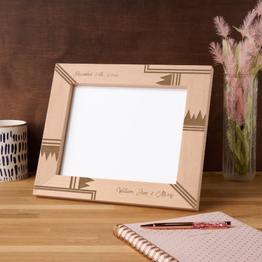 幾何スタイリッシュ名前をカスタムするウッドレーザ レーザー彫刻フレーム (左)