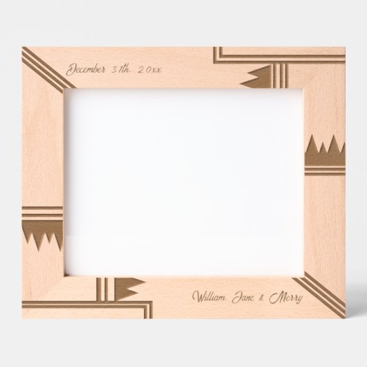 幾何スタイリッシュ名前をカスタムするウッドレーザ レーザー彫刻フレーム (正面)