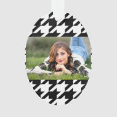 幾何スタイリッシュ白黒パタ千鳥格子のーン オーナメント (正面)