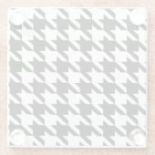 幾何スタイリッシュ白黒パタ千鳥格子のーン ガラスコースター (裏面)