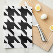 幾何スタイリッシュ白黒パタ千鳥格子のーン キッチンタオル (四つ折り)