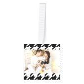 幾何スタイリッシュ白黒パタ千鳥格子のーン キューブオーナメント (正面)