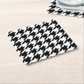 幾何スタイリッシュ白黒パタ千鳥格子のーン スクエアペーパーコースター (アングル)