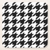 幾何スタイリッシュ白黒パタ千鳥格子のーン スクエアペーパーコースター (正面)