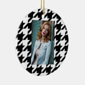 幾何スタイリッシュ白黒パタ千鳥格子のーン セラミックオーナメント (右)