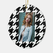 幾何スタイリッシュ白黒パタ千鳥格子のーン セラミックオーナメント (左)