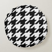幾何スタイリッシュ白黒パタ千鳥格子のーン ラウンドクッション (裏面)