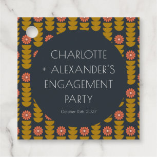 幾何スタイリッシュ花カスタム婚約パーティ フェイバータグ