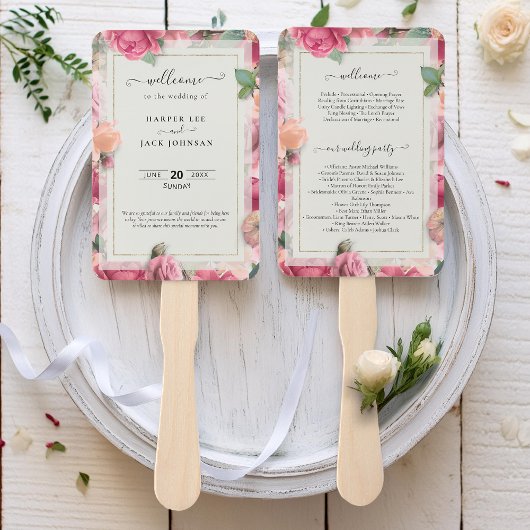 幾何スタイリッシュ赤面ピンクフローラ救バラ ハンドファン