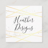 幾何スタイリッシュ金ゴールド スクエア名刺 (正面)