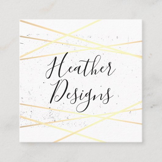 幾何スタイリッシュ金ゴールド スクエア名刺 (正面)