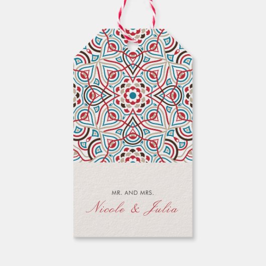 幾何スタイル銅金属結婚の ギフトタグ (裏面)