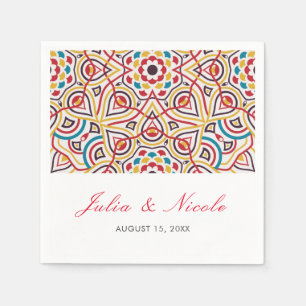 幾何スタイル銅金属結婚の スタンダードカクテルナプキン