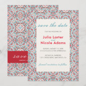 幾何スタイル銅金属結婚の セーブザデート (正面/裏面)