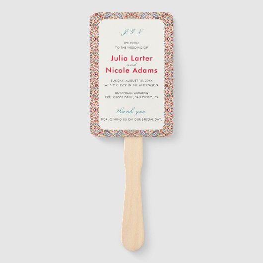 幾何スタイル銅金属結婚の ハンドファン (正面)