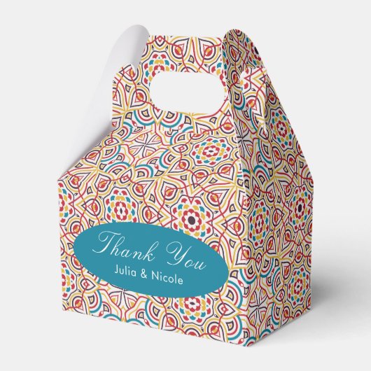 幾何スタイル銅金属結婚の フェイバーボックス (正面サイド)