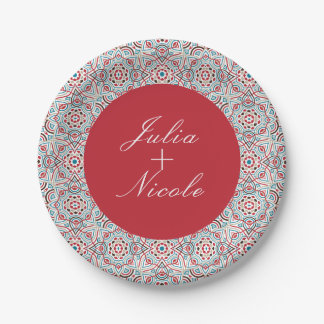 幾何スタイル銅金属結婚の ペーパープレート