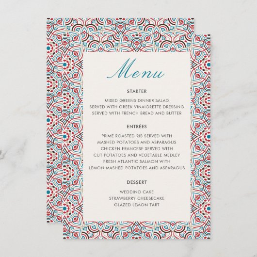 幾何スタイル銅金属結婚の メニュー (正面/裏面)